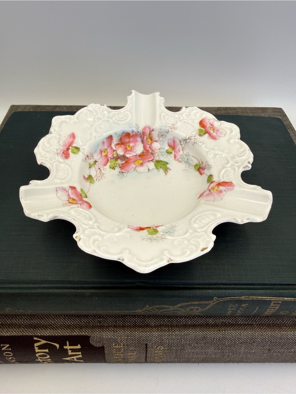Vintage Porcelain Floral Trinket Dish/ Ashtray